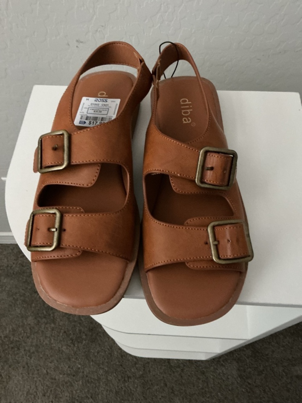 Diba Womens Double Buckle Slingback Sandals